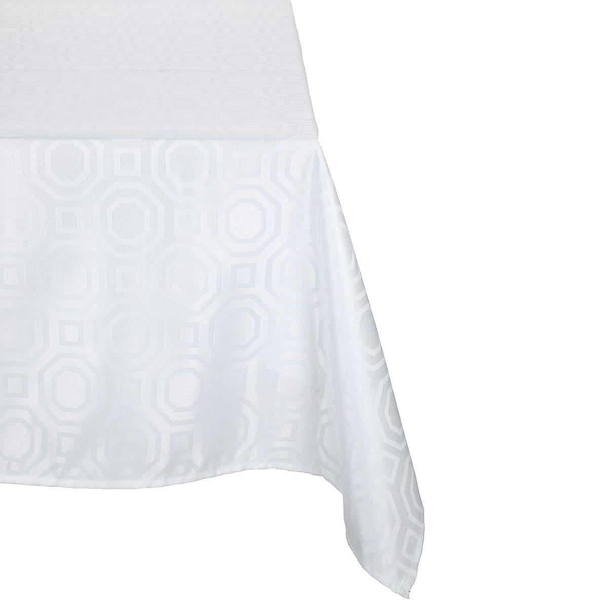 SUEÑO BLANCO - MANTEL JACKARD CUADRADO  GEOMETRICO BLANCO