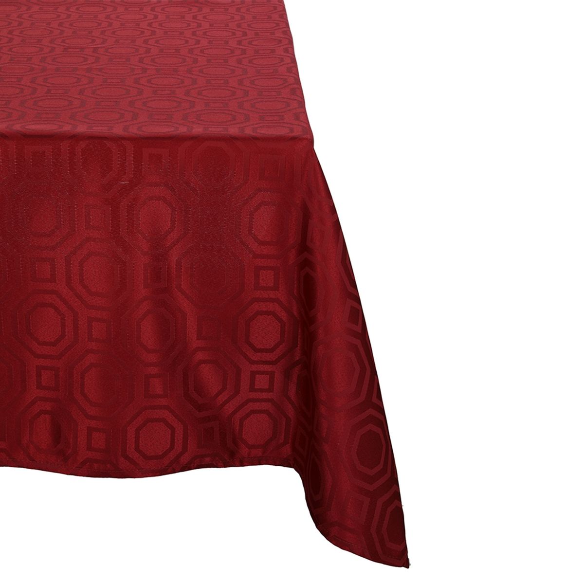 SUEÑO BLANCO - MANTEL JACKARD CUADRADO  GEOMETRICO BURDEO