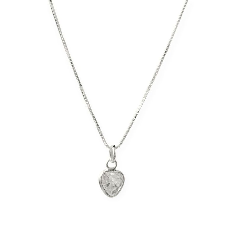 ANDREA COGGIOLA JOYAS - Collar Corazón Punto De Luz Circón Plata Fina 925