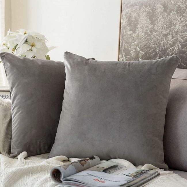 GENERICO - Set 2 Cojines Felpa Gris Claro Fabricación Nacional