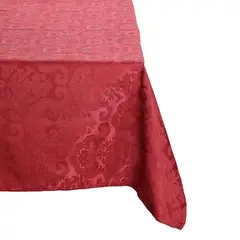 SUEÑO BLANCO - MANTEL JACKARD CUADRADO FLOR DE LIS BURDEO