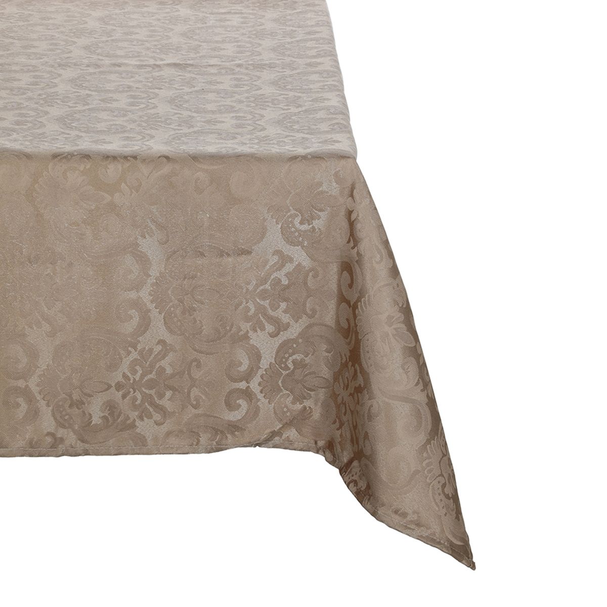 SUEÑO BLANCO - MANTEL JACKARD CUADRADO  FLOR DE LIS CAFE