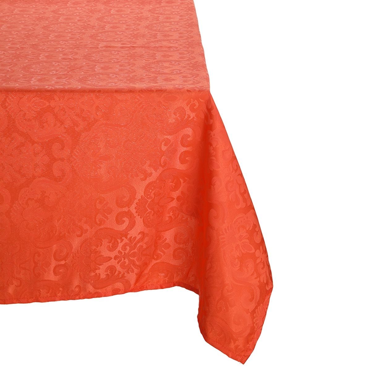 SUEÑO BLANCO - MANTEL JACKARD CUADRADO  FLOR DE LIS NARANJO