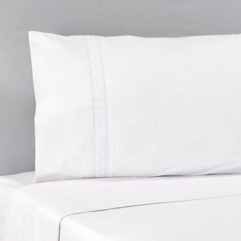 NINA HERRERA - Sábana Básica Trenza Blanco 220 hilos Super King