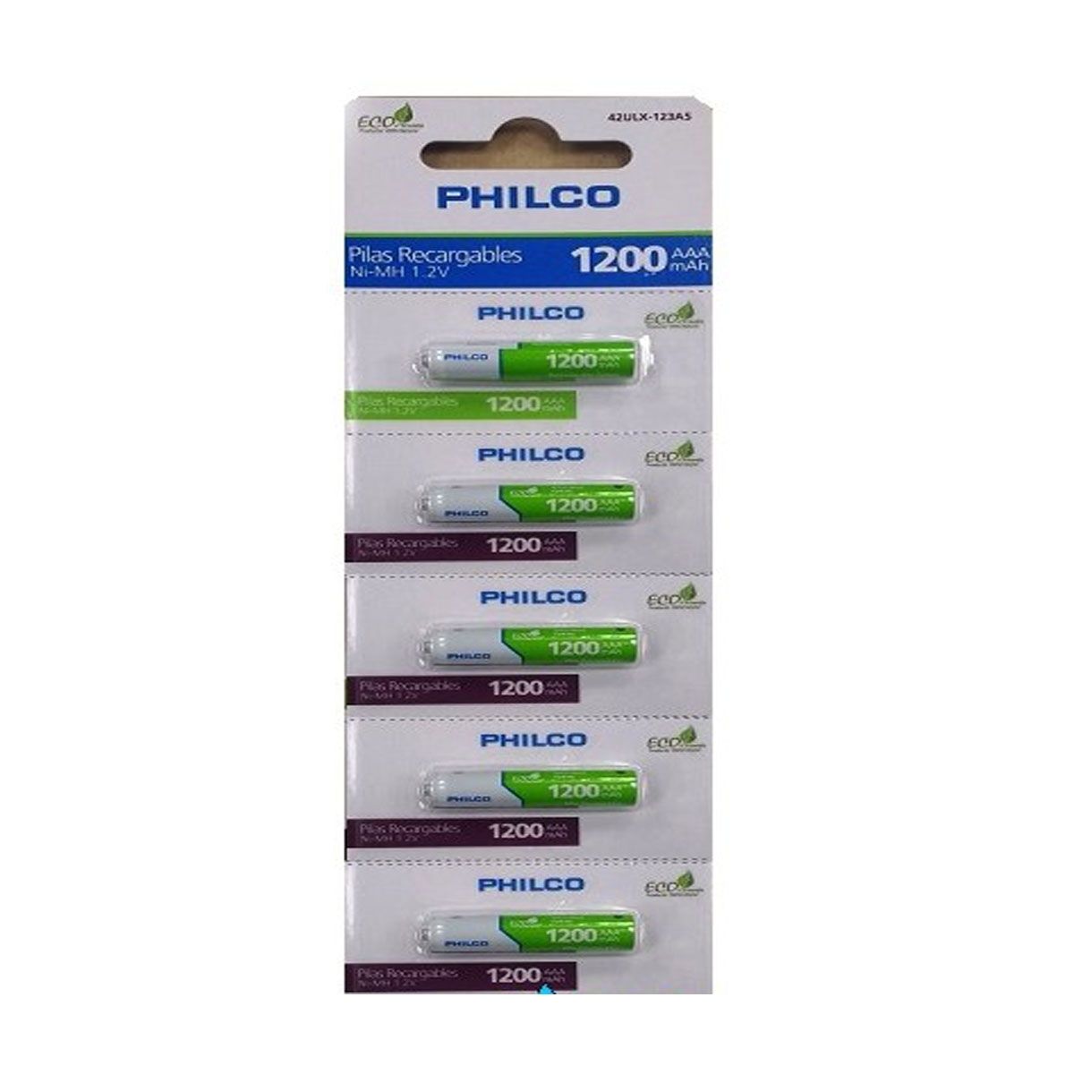 PHILCO - PILAS RECARGABLES AAA, 5 UNIDADES, 1200 MAH.