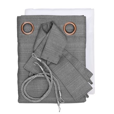 Imagen 2 del producto Set Cortina Rustica Con Argolla 8 Piezas Gris