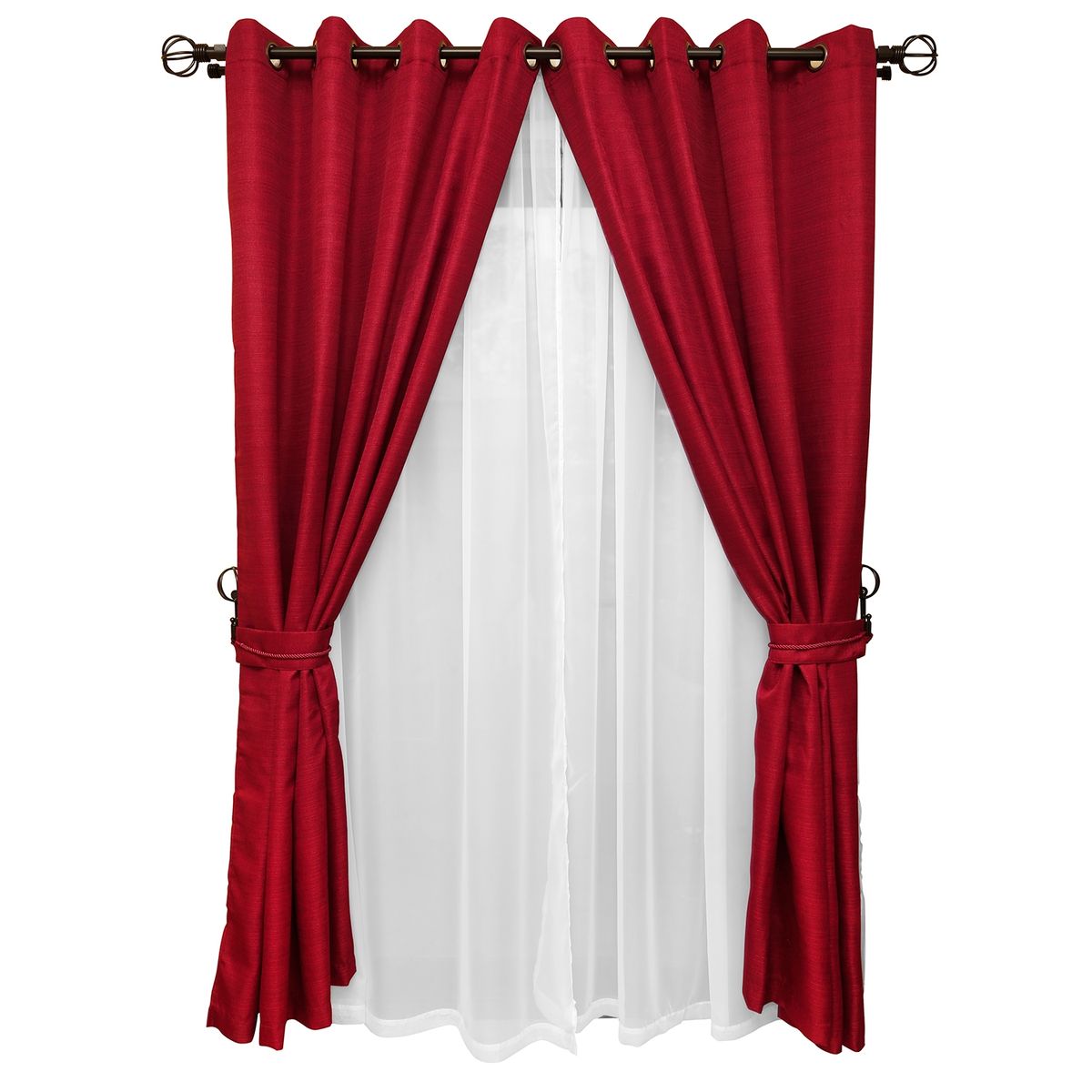 MALLORCA - Set Cortina Rustica Con Argolla 8 Piezas Terracota