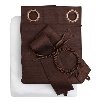 Imagen 2 del producto Set Cortina Rustica Con Argolla 8 Piezas Chocolate