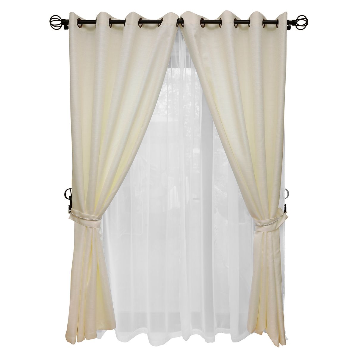 MALLORCA - Set Cortina Rustica Con Argolla 8 Piezas Crudo