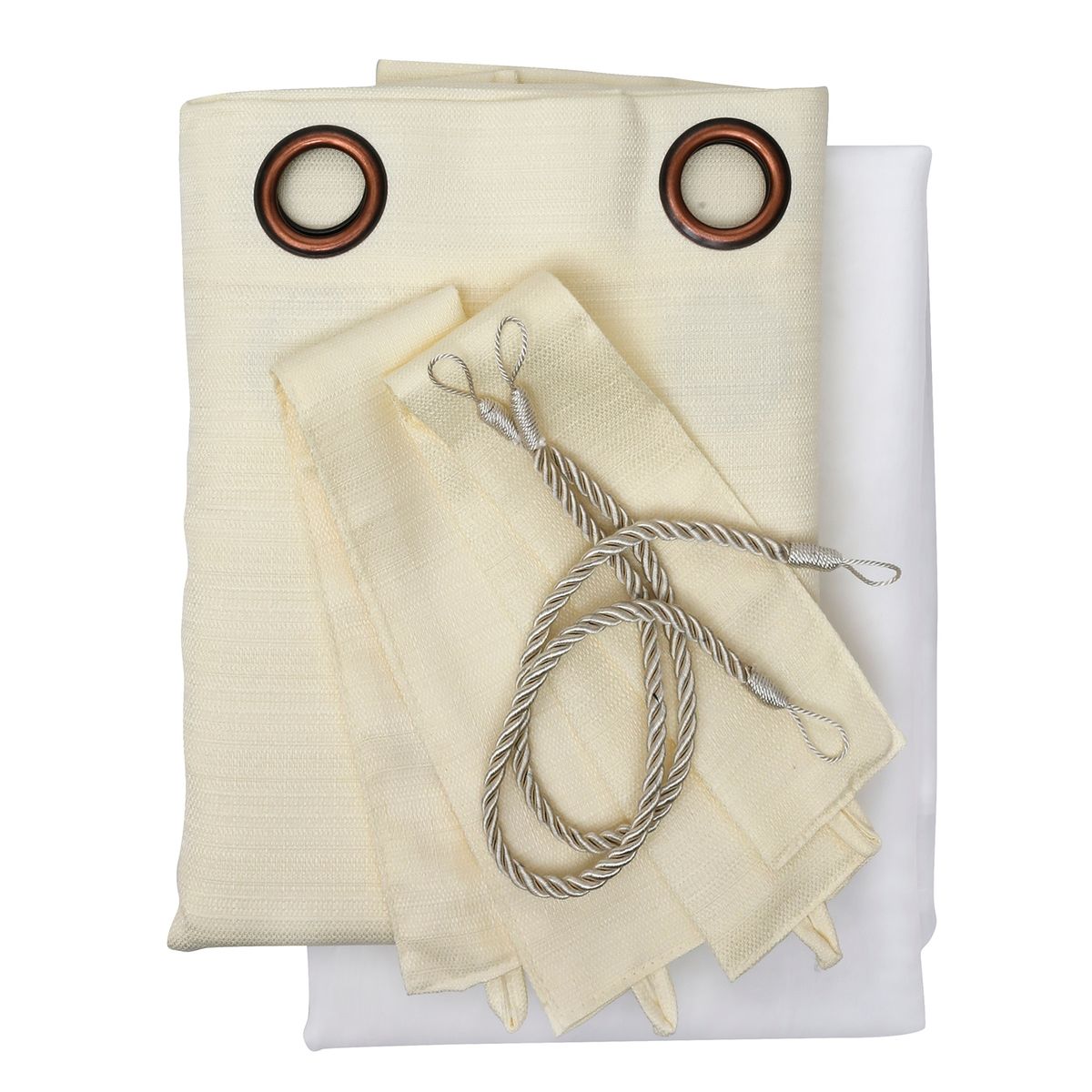 MALLORCA - Set Cortina Rustica Con Argolla 8 Piezas Crudo