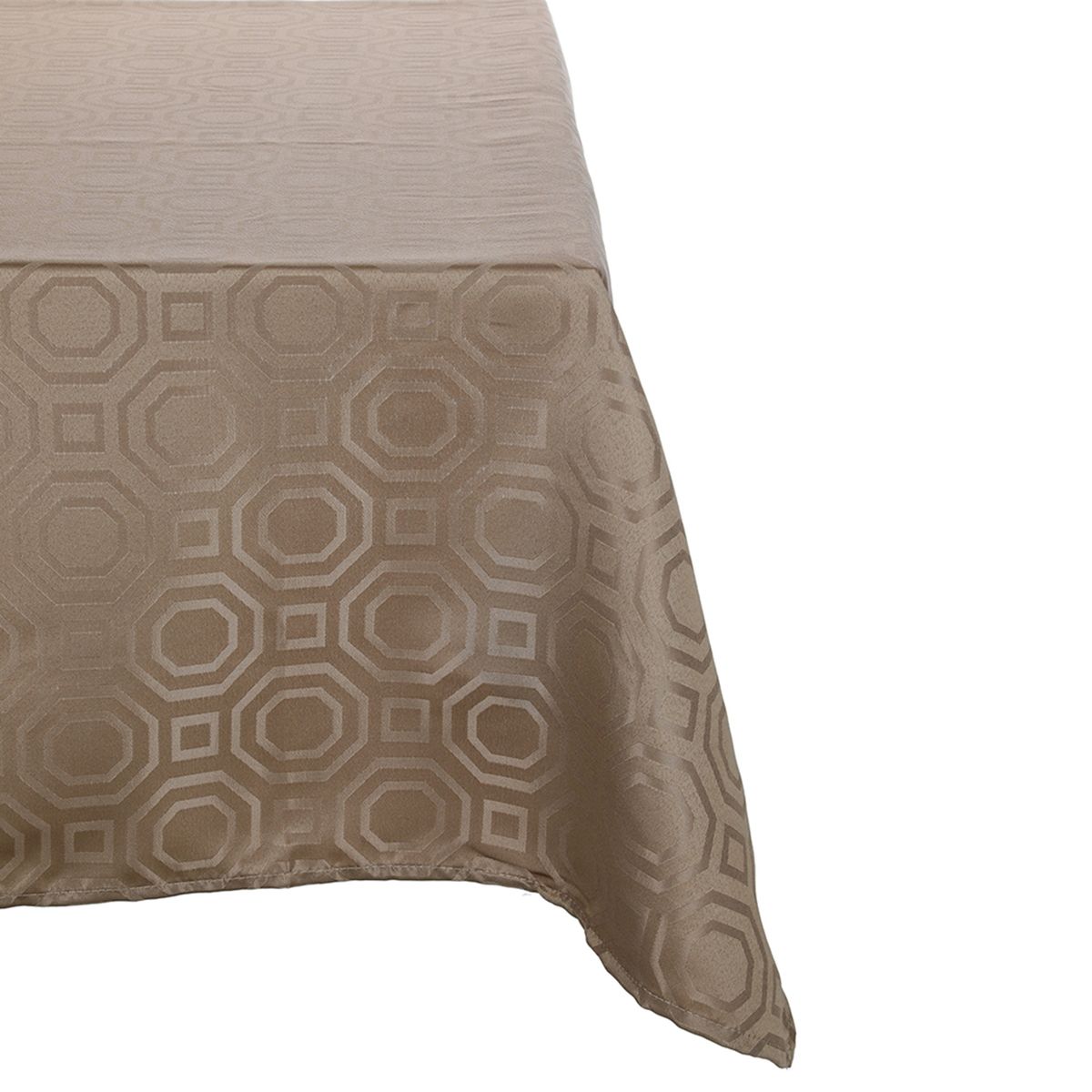 SUEÑO BLANCO - MANTEL JACKARD RECTANGULAR  GEOMETRICO CAFE