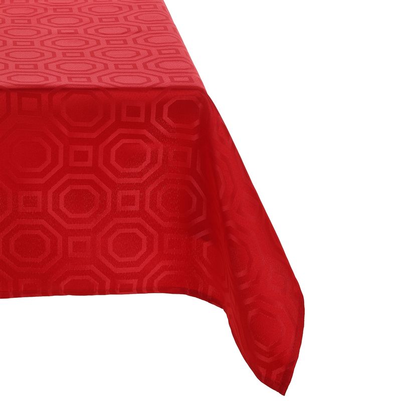 SUEÑO BLANCO - MANTEL JACKARD RECTANGULAR  GEOMETRICO ROJO