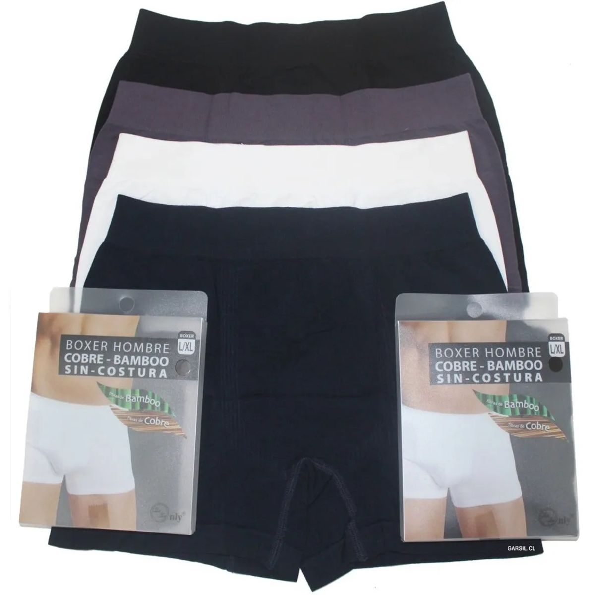 GARSIL - 6 Boxer de Bambu Con Fibra de Cobre Para Hombre - Sin Costuras.