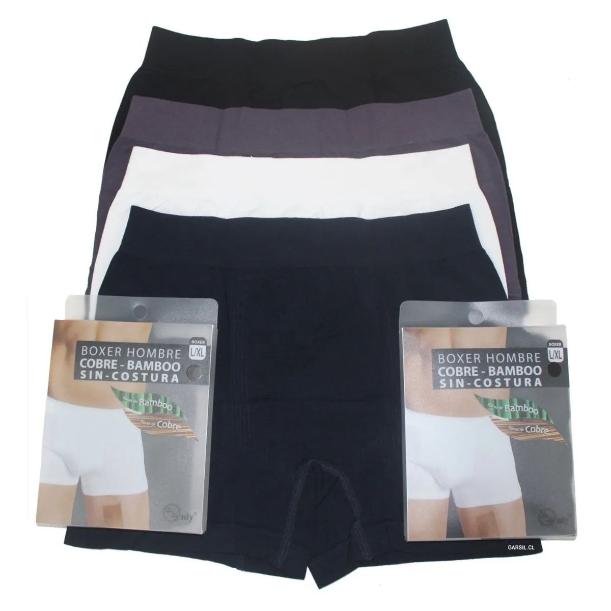GARSIL - 6 Boxer de Bambu Con Fibra de Cobre Para Hombre - Sin Costuras.