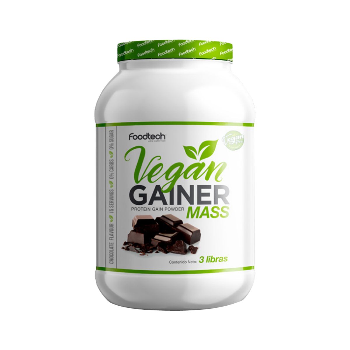 FOODTECH - Vegan Gainer Mass 3 lbs - Foodtech Chocolate