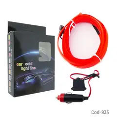 GENERICO - Luz Hilo De Neon, 12 Volt, 3 Metros, Para Interior De Auto. Colores, En Caja