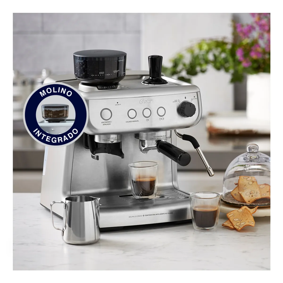 OSTER - Cafetera espresso Oster® P. Brew 15 bares molino integrado BVSTEM7300