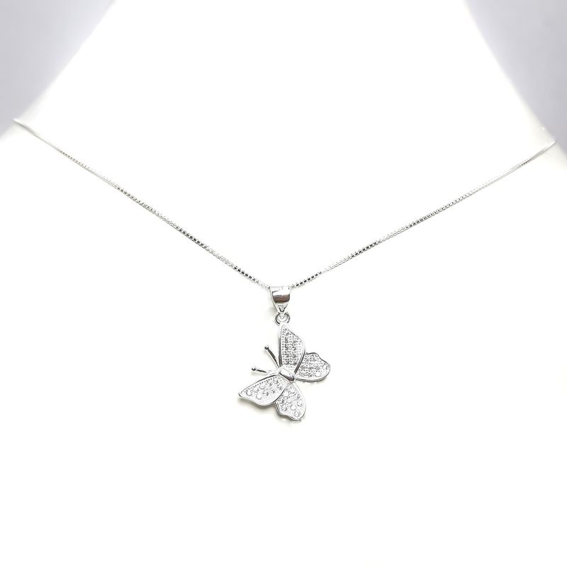 ANDREA COGGIOLA JOYAS - Collar Mariposa Circón Plata