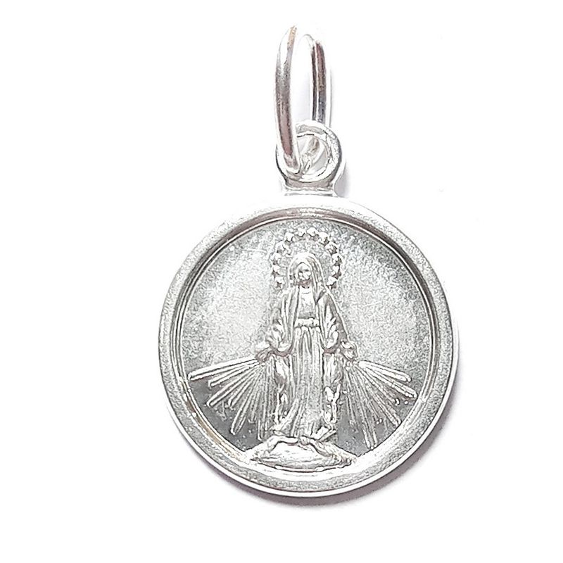 ANDREA COGGIOLA JOYAS - Colgante Medalla Virgen De Los Rayos 12mm Plata Fina 925.