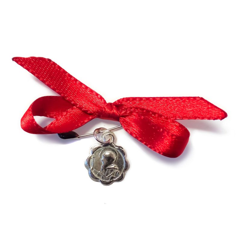 ANDREA COGGIOLA JOYAS - Medalla San Benito 10mm Plata Fina 925 Cinta Roja