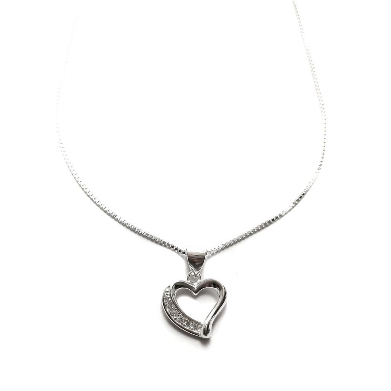 ANDREA COGGIOLA JOYAS - Collar Corazón Calado Circón Plata