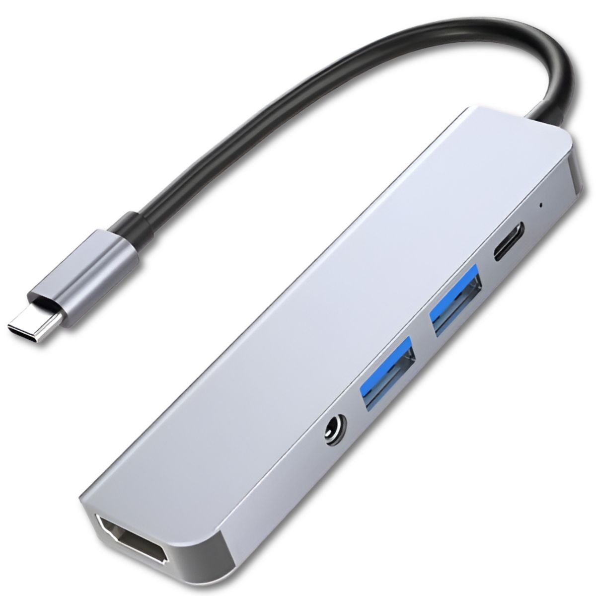 GTC - Adaptador Hub Usb-C Multipuertos 5 En 1 (Hdmi, Jack, Usb, Usb C) Gtc