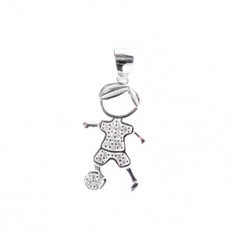 ANDREA COGGIOLA JOYAS - Colgante Niño Pelota Circón Plata Fina 925