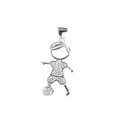 ANDREA COGGIOLA JOYAS - Colgante Niño Pelota Circón Plata Fina 925