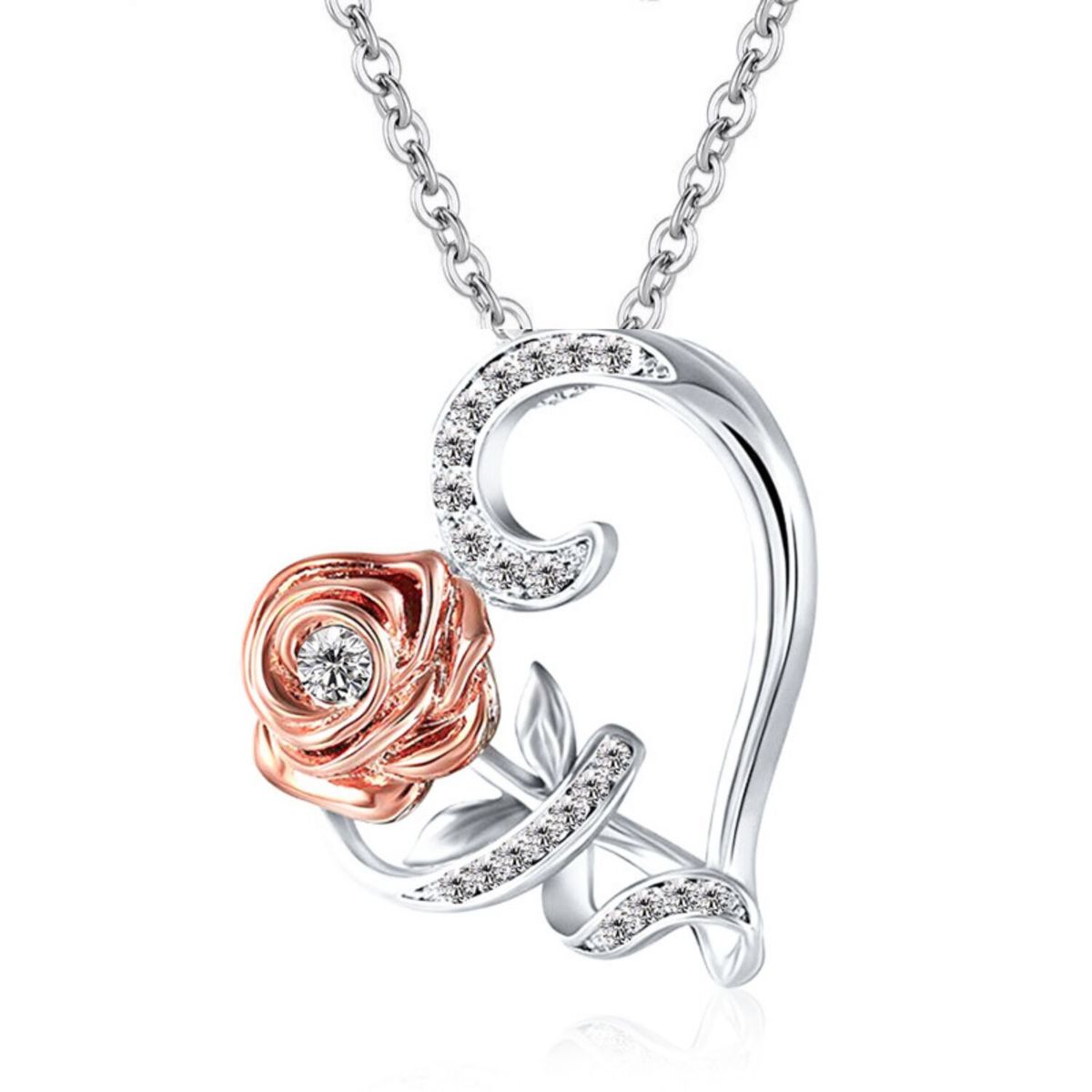 GENERICO - Collar plata 925 rosa corazón joya mujer regalo