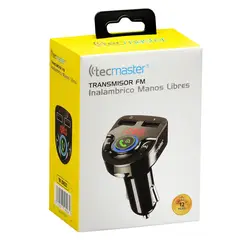 TECMASTER - Transmisor FM para Auto BT + Manos Libres + Cargador 3A/ MP3 - Negro
