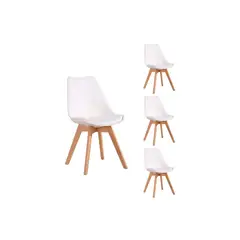 EAMES - Pack 4 Sillas Tulip Acolchadas Blanca