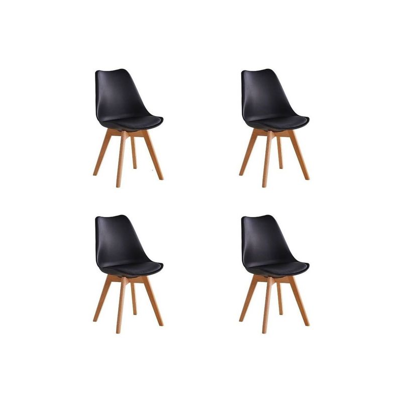 EAMES - Pack 4 Sillas Tulip Acolchadas Negra