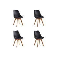 EAMES - Pack 4 Sillas Tulip Acolchadas Negra