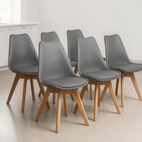 Pack 6 Sillas Tulip Acolchadas Gris