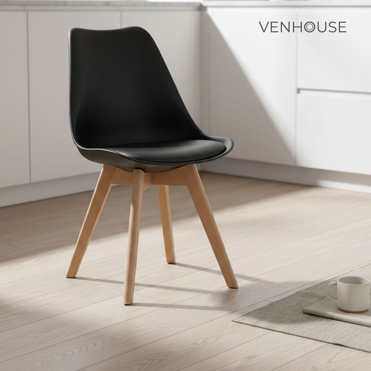 VENHOOUSE - Silla Eames Tulip Acolchadas Negra