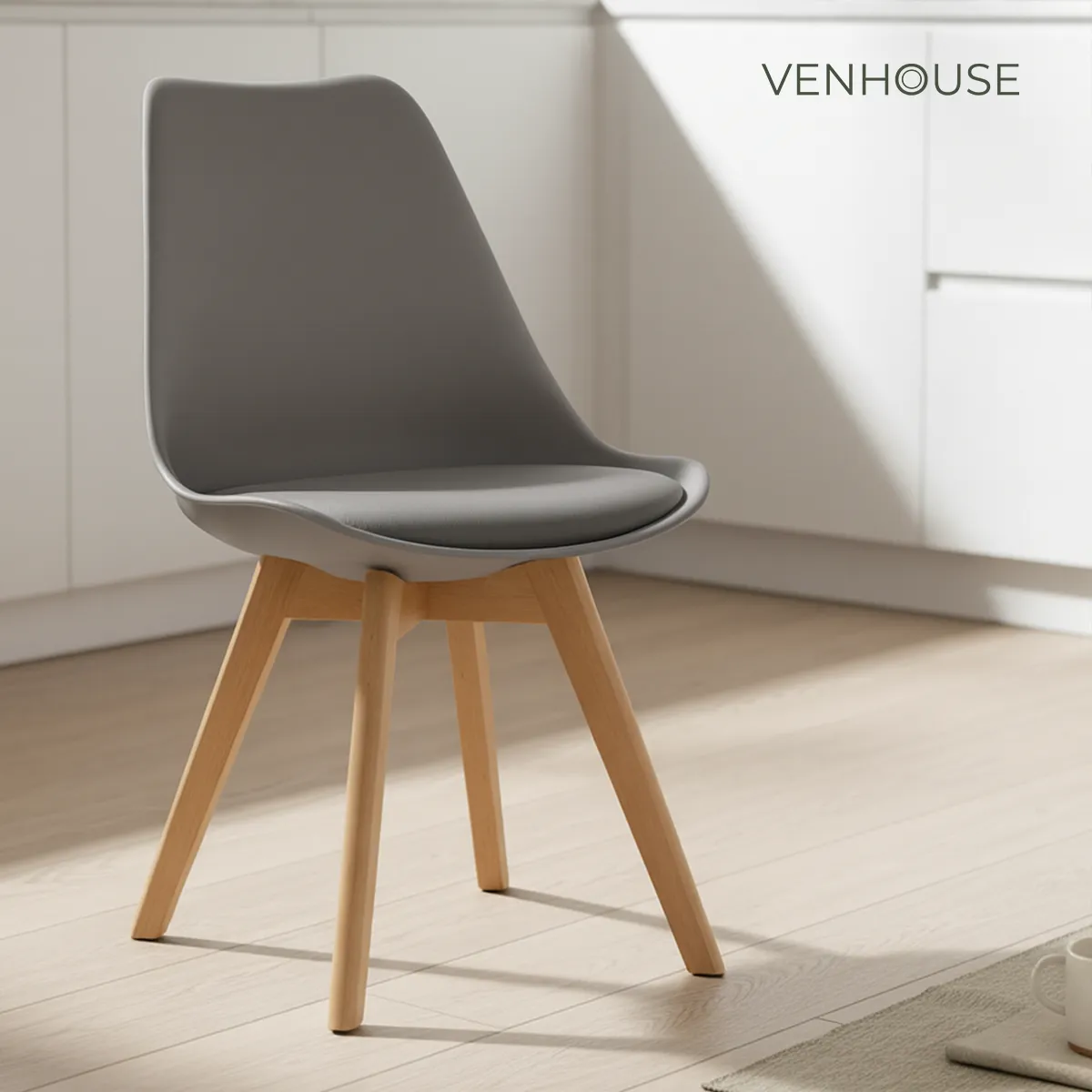 VENHOOUSE - Silla Tulip Acolchadas Gris