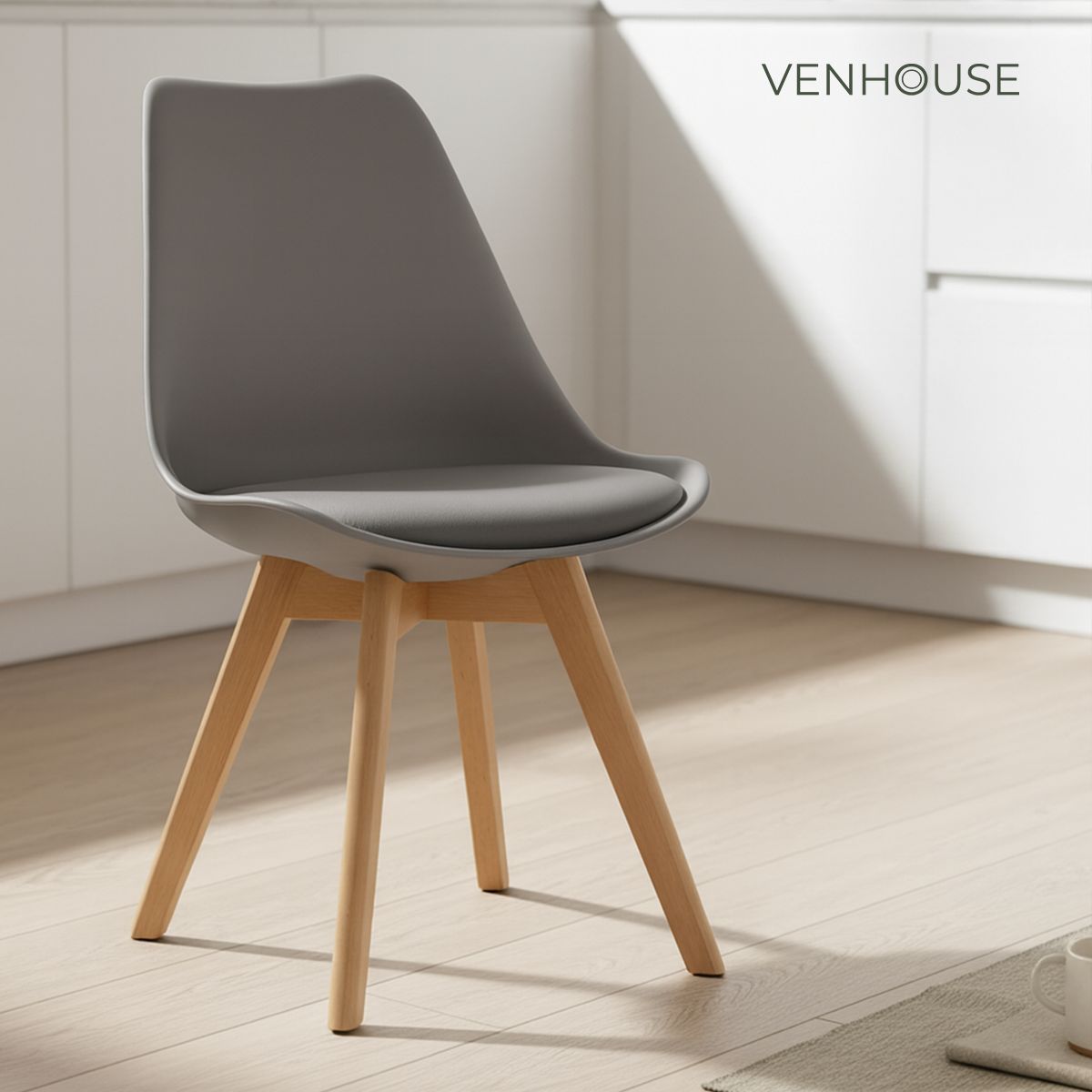 VENHOOUSE - Silla Tulip Acolchadas Gris