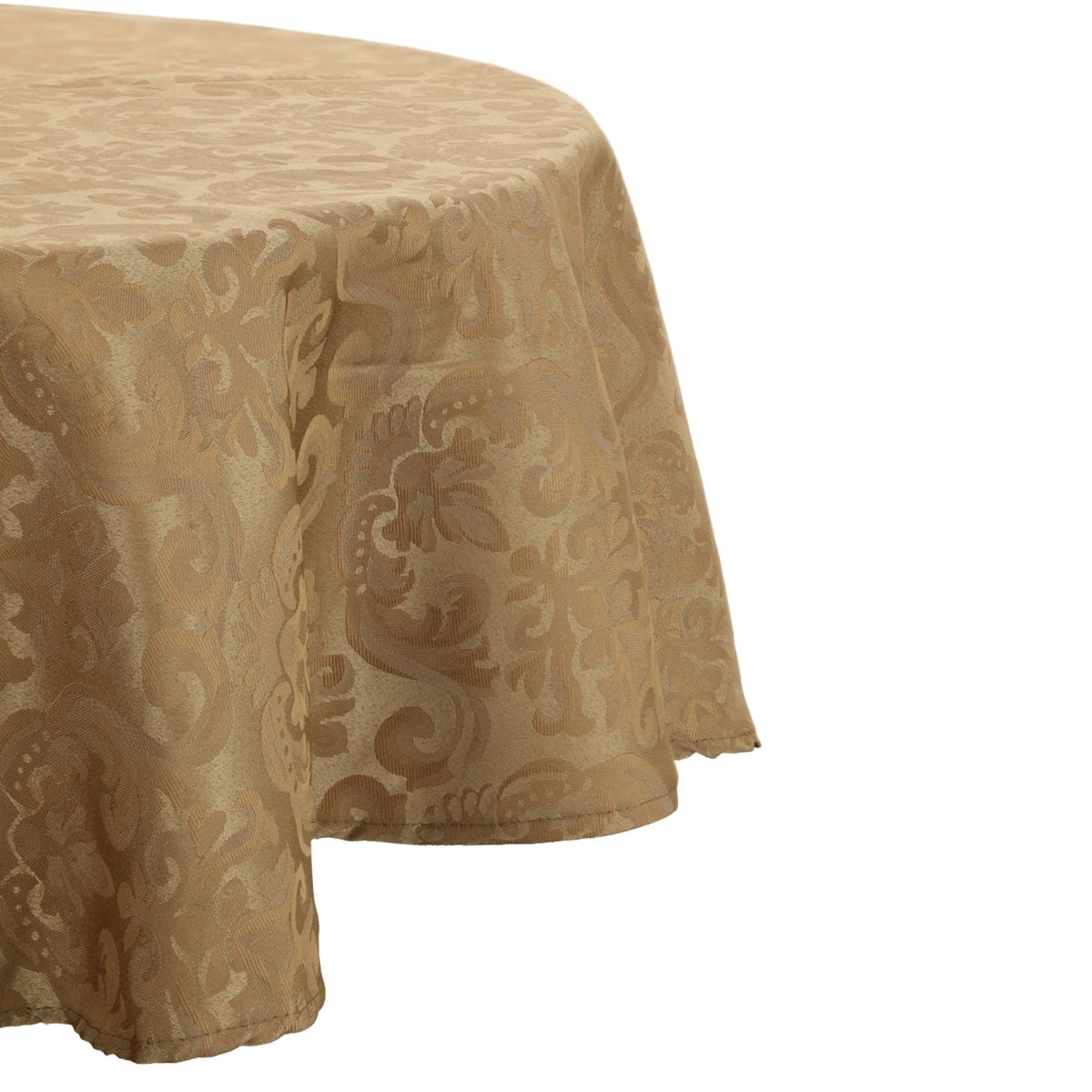SUEÑO BLANCO - MANTEL JACKARD REDONDO FLOR DE LIS CAFE