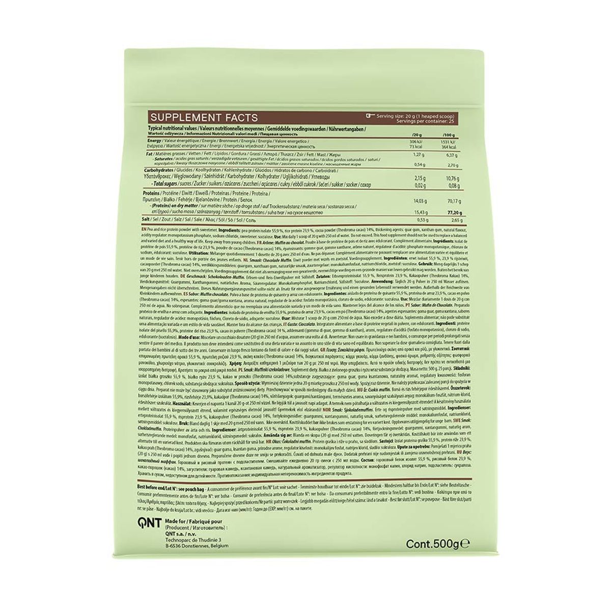 QNT - Proteina Vegana Sin Azucar 500gr Chocolate QNT