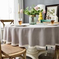 Mantel Gris redondo con borlas en Borde 220 cm