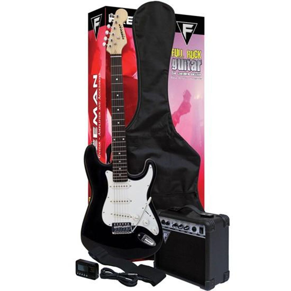 FREEMAN - Pack de guitarra eléctrica freeman full rock Black
