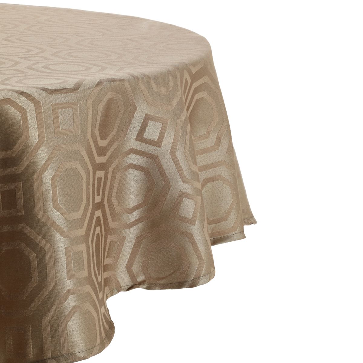 SUEÑO BLANCO - MANTEL JACKARD REDONDO GEOMETRICO CAFE