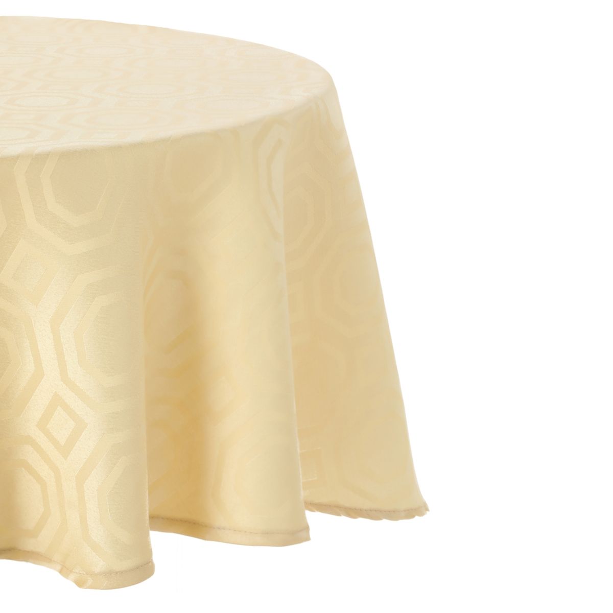 SUEÑO BLANCO - MANTEL JACKARD REDONDO GEOMETRICO CREMA