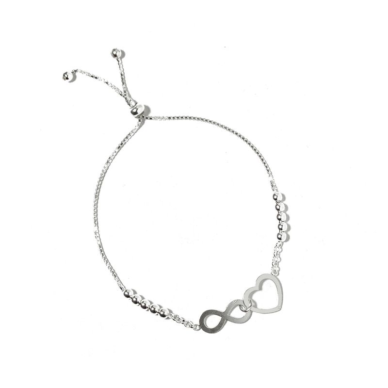 ANDREA COGGIOLA JOYAS - Pulsera Infinito Corazón Bolita Plata Fina 925
