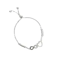 ANDREA COGGIOLA JOYAS - Pulsera Infinito Corazón Bolita Plata Fina 925