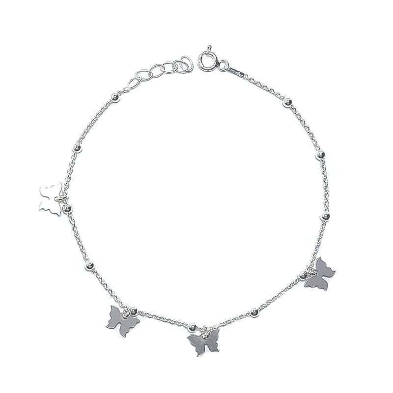 ANDREA COGGIOLA JOYAS - Pulsera Mariposas Bolitas Plata Fina 925