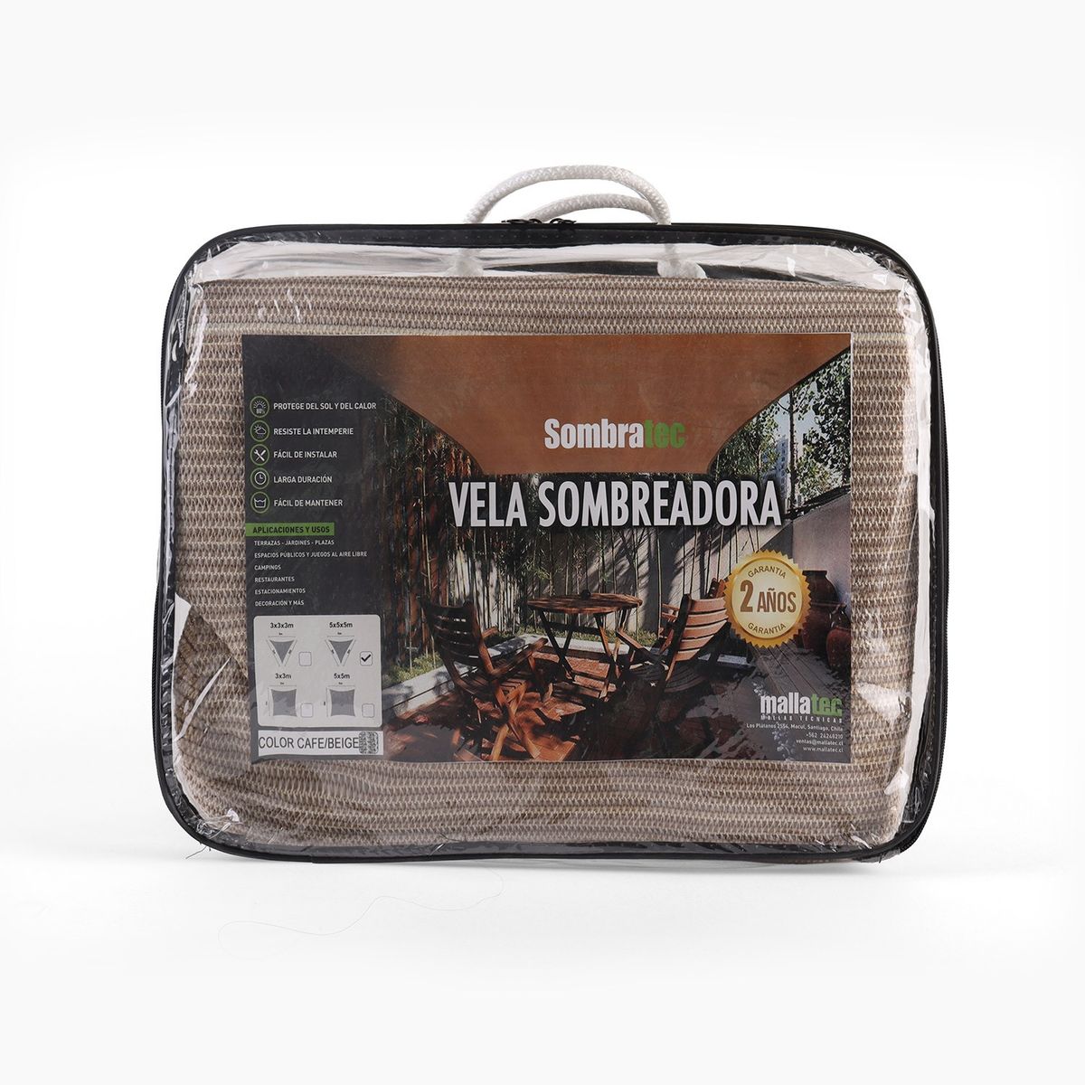 SOMBRATEC - Vela Sombreadora Triangular 3x3x3 m CaféBeige