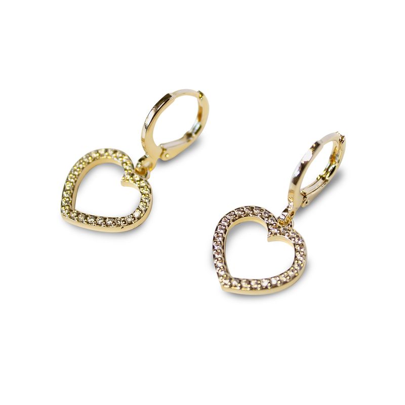 ANDREA COGGIOLA JOYAS - Aros Argollas Corazón Circón Enchapado Oro 18K