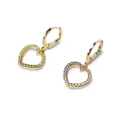 COGGIOLA - Aros Argollas Corazón Circón Enchapado Oro 18K