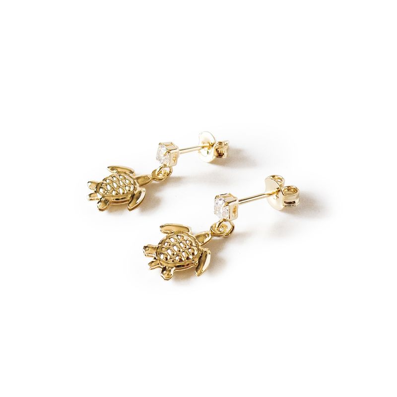 ANDREA COGGIOLA JOYAS - Aros Tortuga 1 Circón Enchapado Oro 18K